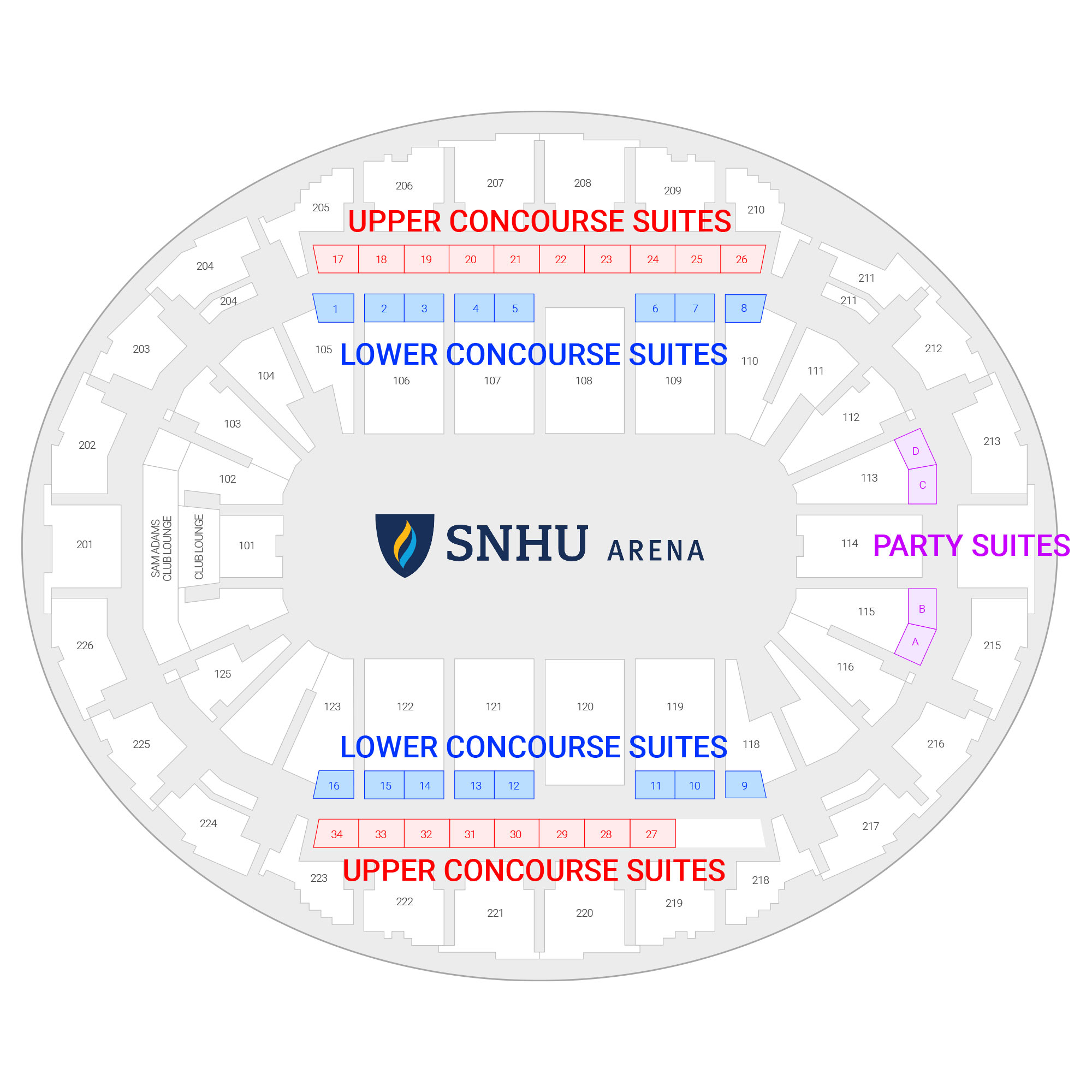 SNHU Arena /  Suite Map and Seating Chart